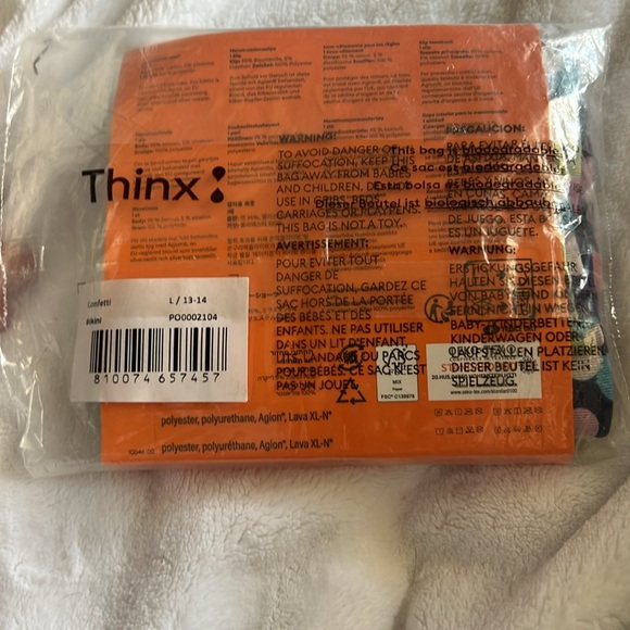 New in plastic!!!  Thinx Teen Period Underwear size L 13/14 bikini confetti - Picture 2 of 4